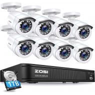 [아마존베스트]ZOSI 1080P H.265+ Home Security Camera System,5MP Lite 8 Channel CCTV DVR Recorder with Hard Drive 1TB and 8 x 1080p Weatherproof Bullet Camera Outdoor Indoor with 80ft Night Visio