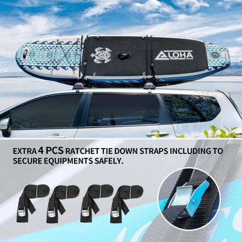  Leader Accessories Aluminum Folding Kayak Rack 2 PCS/Set J Bar Car Roof Rack for Canoe Surf Board SUP On Roof Top Mount On SUV, Car and Truck Crossbar with 4 pcs Tie Down Straps