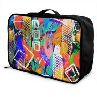 HFXFM Modern Colorful Ethnic Abstract Greek Travel Pouch Carry-on Duffel Bag Waterproof Portable Luggage Bag Attach to Suitcase