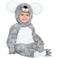 Party City Soft Cuddly Koala Bear Halloween Costume for Babies, Hooded Onesie, Gray and White