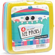 Fit & Fresh Cool Slim Reusable Ice Packs Boxes, Lunch Bags and Coolers, Set of 4, Multicolored, 4 Pack