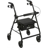 Drive Medical Aluminum Rollator Walker Fold Up and Removable Back Support, Padded Seat, 6 Wheels, Black