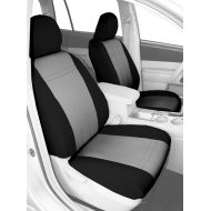 CalTrend Front Row Bucket Custom Fit Seat Cover for Select Ford F-150 Models - NeoSupreme (Light Grey Insert and Black Trim)