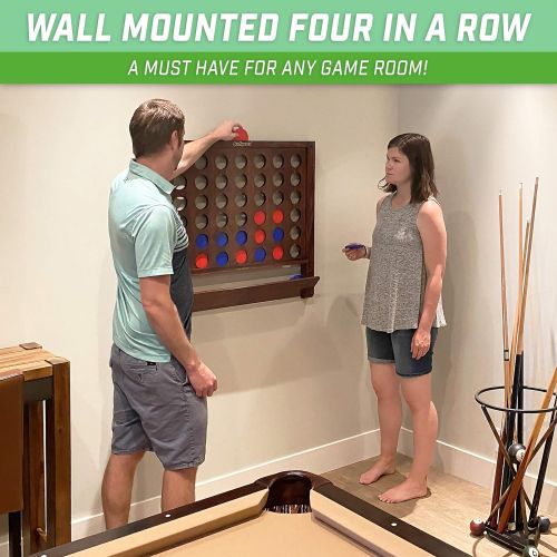  GoSports Wall Mounted Giant 4 in a Row Game - Jumbo 4 Connect Family Fun with Coins, Brown