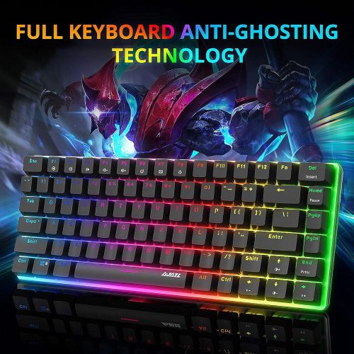 [아마존베스트]Ajazz AK33 Mechanical Keyboard Gaming RGB Lighting Blue Switch 82 Buttons QWERTY Wired Keyboard Backlight Edition Mini Keyboard Black