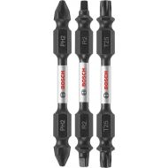 BOSCH ITDEV2503 3-Piece 2-1/2 In. Impact Tough Screwdriving Double-Ended Screwdriving Bits Mixed Set Including PH2, SQ2, T25 Bits