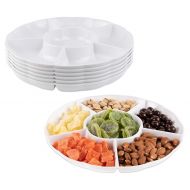 Impressive Creations White Round Plastic Serving Tray  (Pack of 6)  Heavyweight Disposable 6 Compartment Reusable Party Supply Tray Durable and Reusable Party Supply Tray  Perf