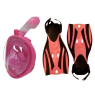 Royal Snorkel Child Full Face Snorkel Mask and Fin Dive Package - Child Snorkel Set Combo in Blue and Pink Colors