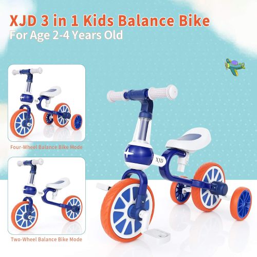  [아마존베스트]XJD 3 in 1 Baby Balance Bike for 18 Month - 4 Years Old Boys Girls Tricycle for Toddler First Bike Infant 4 Wheel Balance Bicycle with Adjustable Seat Detachable Pedal and Training