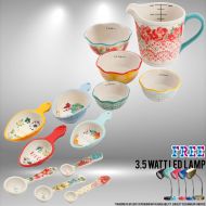 The Pioneer Women Bundle: The Pioneer Woman Willow 8-Piece Measuring Spoon and Scoop Set Bundled with The Pioneer Woman 5-Piece Prep Set, Measuring Bowls & Cup with Free LED Lamp