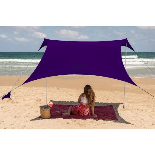  Artik sunshade Pop Up Beach Tent Sun Shade for Camping Trips, Fishing, Backyard Fun or Picnics ? Portable Canopy with Sandbag Anchors, Two Aluminum Poles & Carrying Bag - UPF50 UV Protection (Egg
