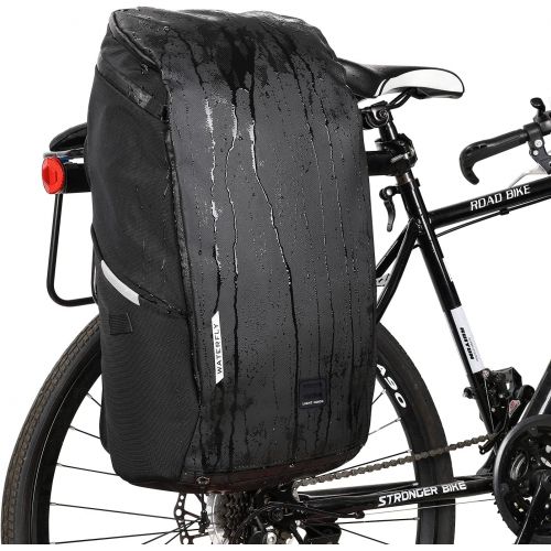  WATERFLY Bike Bag Travel Backpack: 25L Waterproof Bike Panniers Bicycle Bags Rear Rack Cycling Accessories with Rain Cover