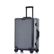 Clothink Aluminum Frame Carry On, Durable PC Hardshell TSA Lock Luggage Suitcase with Spinner Wheels 20 Inch Dark Grey