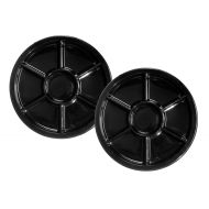 Party Essentials Soft Plastic 12-Inch Round Divided Catering Trays, Black, 2-Pack