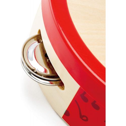  Hape Tap-Along Tambourine | Wooden Tambourine Drum for Kids, Musical Instrument for Children 12 Months and Up