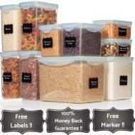 Razab HomeGoods TALL WIDE DEEP Food Storage Containers - Sugar, Flour Plastic Containers 20 pc (set of 10) - 18 FREE Chalkboard labels & Marker - Airtight, Leakproof, BPA Free - Microwave, Freezer