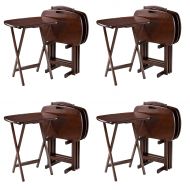 Winsome Wood 94577 Lucca 5 Piece Set TV Tables with Handle, 22.83 W x 25.79 H x 15.67 D, Brown (Pack of 4)