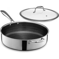 HexClad Hybrid Nonstick 5.5 Qt Deep Saute Pan and Lid, Dishwasher and Oven-Safe, Induction Ready, Compatible with All Cooktops