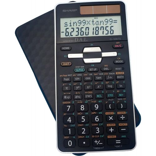  Sharp EL-506TSBBW 12-Digit Engineering/Scientific Calculator with Protective Hard Cover, Battery and Solar Hybrid Powered LCD Display, Great for Students and Professionals, Black