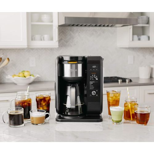 닌자 Ninja Hot and Cold Brewed System, Auto-iQ Tea and Coffee Maker with 6 Brew Sizes, 5 Brew Styles, Frother, Coffee & Tea Baskets with Glass Carafe (CP301)