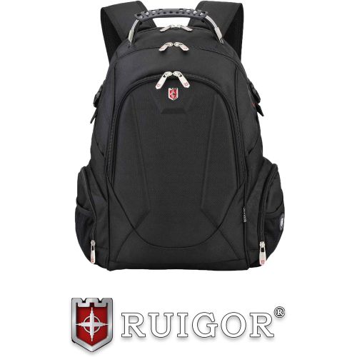  Ruigor Swiss 9508 Water Resistant Polyester Laptop Backpack with Side Pocket Fit for 15.6 Laptop and Notebook - Black