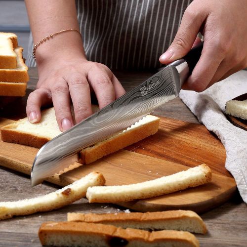 [아마존베스트]Bread Knife - PAUDIN Ultra Sharp Serrated Knife 8 Inch, German High Carbon Stainless Steel Cake Slicer, Ergonomic Handle, Durable Kitchen Knife Bread Cutter for All Types of Bread