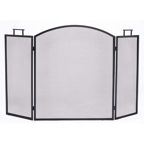  WMMING 3 Panel Folding Fireplace Screen with Handle, Iron Frame with Metal Mesh Cover Spark Flame Embers Guard for Open Fire/Wood Stoves Solid and Practical