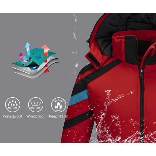  Wantdo Womens Waterproof Ski Jacket Warm Winter Snow Coat Mountaineering Windbreaker with Hood