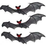 Prextex Halloween Decor Set of 3 Realistic Looking Spooky Nylon Hanging Bats for Best Halloween Decoration