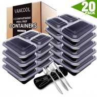 Vancool VANCOOL Meal Prep Containers 3 Compartment with Lids BPA Free Food Storage Bento Style Lunch Boxes for Portion Control ，Microwaveable/Reusable/Freezer & Dishwasher Safe, 20 Pack