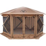 Gazelle Tents™ G6 Cool Top 6-Sided Portable Gazebo, Easy Pop-Up Hub Screen Tent, Waterproof, UV Resistant, 8-Person & Table, Badlands Brown, 91” x 139” x 123”, GG620BR