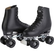 CHICAGO SKATES Men's Premium Leather Lined Rink Roller Skate - Classic Black Quad Skates - Size 8