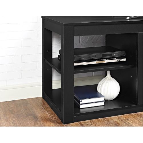  Ameriwood Home Parsons TV Stand with Fireplace, 65, Black