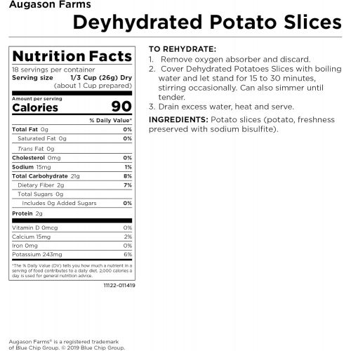  Augason Farms Dehydrated Potato Slices 1 lb 1 oz No. 10 Can