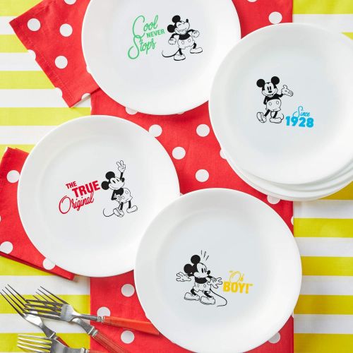  [아마존베스트]Corelle Disney Mickey Mouse-The True Original 8.5 Salad Lunch Plates, 8 Pack (Disney Mickey Mouse - The True Original)