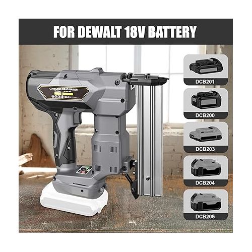  Cordless 18GA Brad Nailer for Dewalt 20V Max, 18 Gauge Nail Gun with 1000 Nials for Wood Carpentry, Brushless, 2 Mode, 5/8 to 1-1/4 Inch, Tool Only