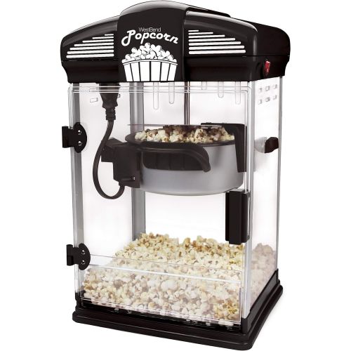  [아마존베스트]West Bend 82515B Theater Style Hot Popcorn Popper Machine with Nonstick Kettle Includes Measuring Cup Oil and Serving Scoop, 4-Ounce, Black