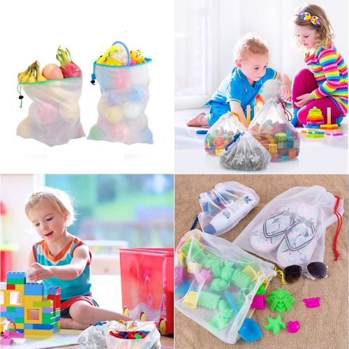  [아마존베스트]LESANLI Whispex Toy Storage & Organization Mesh Bags Set of 12(8 Large 2 Medium 2 Small)，Baby Toys, Game Pieces, Toy Sets, Bathtub Toys.