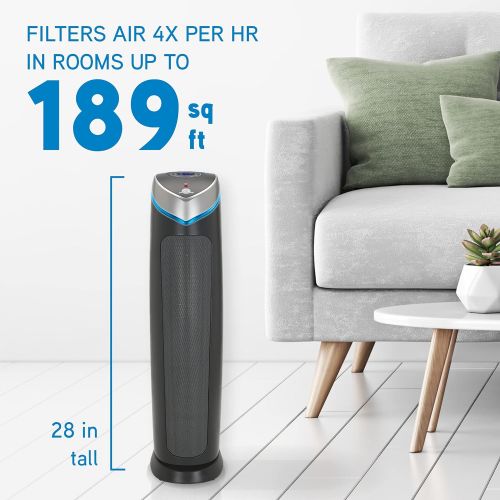  Germ Guardian AC5250PT 28” 3-in-1 True HEPA Filter Air Purifier for Home and Pets, Large Rooms, UV-C Sanitizer, Filters Allergies, Smoke, Dust, Dander, Odors, 5-Yr Wty, GermGuardia