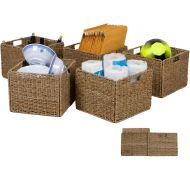 Trademark Innovations 12.7 Foldable Seagrass Storage Basket with Iron Wire Frame by (Set of 5)