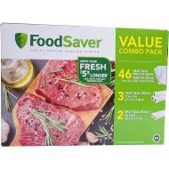 Food Saver Bags Food Saver Vacuum Seal Rolls and Vacuum Sealer Bags, Value Combo Rolls & Precut Bags, 46pcs (8 in x 10 in) Heat Seal Pre-Cut Bag, 3pcs (11 in x 16ft) Heat Seal Rolls, 2pcs (8 in x