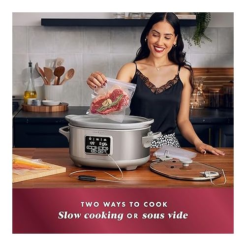 크록팟 Crock-Pot 7-Quart Cook & Carry™ Slow Cooker with Sous Vide,Programmable, Stainless Steel