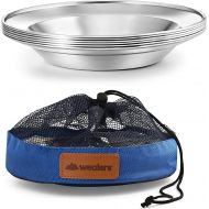Wealers Stainless Steel Plate Set - 8.5 inch Ultra-Portable Dinnerware Set BPA Free Plates for Outdoor Camping Hiking Picnic BBQ Beach