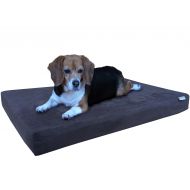Dogbed4less Orthopedic Gel Cooling Memory Foam Dog Bed for Pet, Waterproof Liner with Washable Gray Suede Cover and Extra Bonus External Case - 7 Sizes