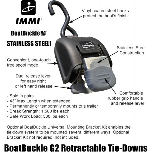  [아마존베스트]BoatBuckle G2 Retractable Transom Tie-Down, 1 Pair