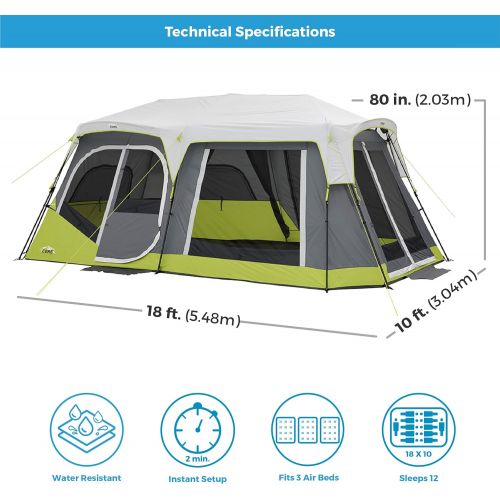  Core Two Room 12 Person Instant Cabin Tent with Side Entrance