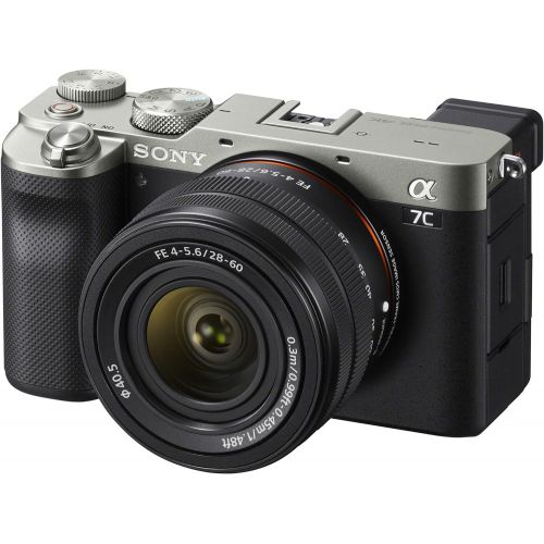 소니 Sony a7C Mirrorless Full Frame Camera 2 Lens Kit Body with 28-60mm F4-5.6 + 50mm F1.8 SEL50F18 Silver ILCE7CL/S Bundle with Deco Gear Photography Backpack Case, Software and Access
