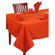 ShalinIndia Banquet Tablecloth 60 x 120 Inch 8-10 Seater 8 Feet Rectangular Center Dining Table in Indian Cotton Cloth Rusty Orange
