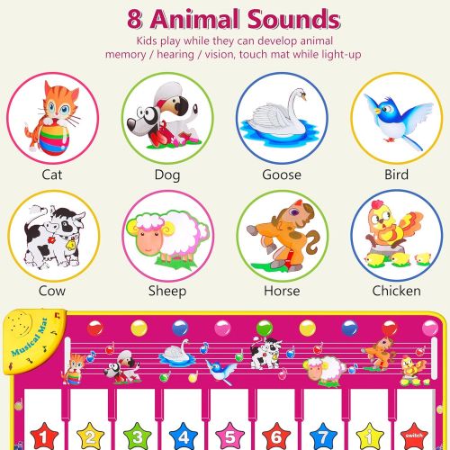  [아마존베스트]M SANMERSEN Piano Mat, Musical Keyboard Playmat 39.5 Electronic Music Animal Touch Play Blanket Funny Xmas Gift Toy