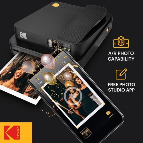  [아마존베스트]Kodak Smile Classic Digital Instant Camera with Bluetooth (Blue) with Kodak 3.5x4.25 inch Premium Zink Print Photo Paper (40 Sheets)